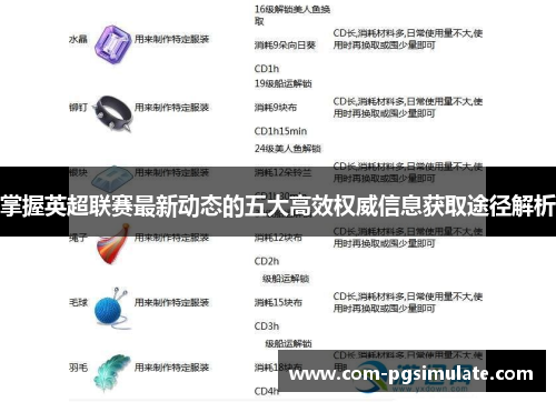 掌握英超联赛最新动态的五大高效权威信息获取途径解析