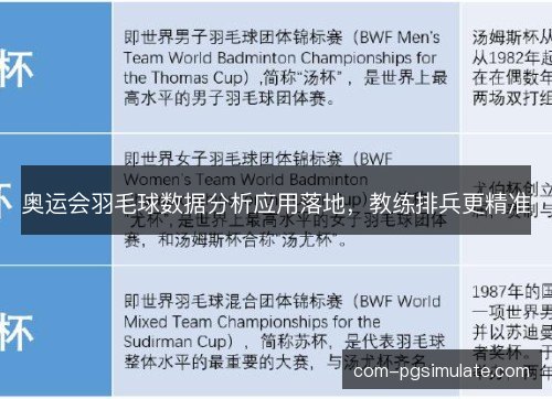 奥运会羽毛球数据分析应用落地，教练排兵更精准